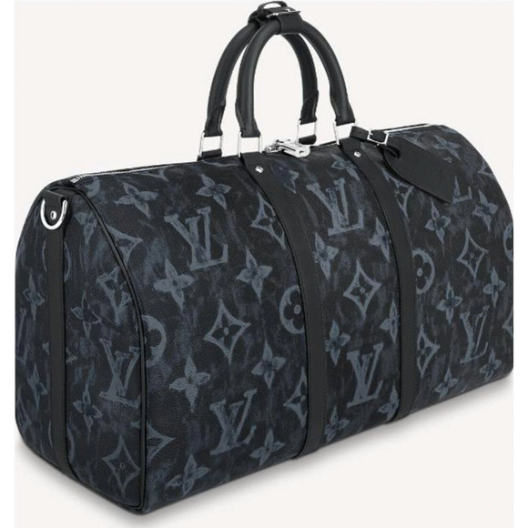 Louis Vuitton Keepall Bandouliere 50 Pastel Noir Black Duffle Weekend Travel Bag - Picture 3 of 11